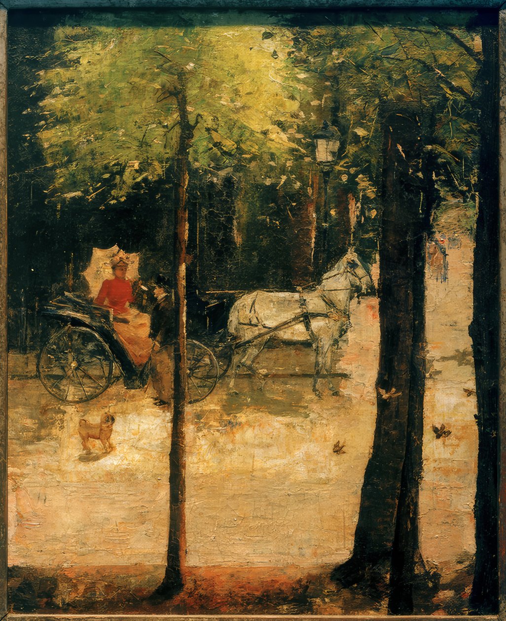 Primavera en el Tiergarten (Dama en el carruaje) de Lesser Ury