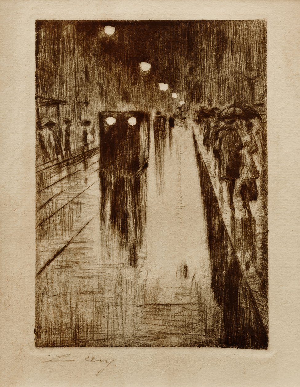 Calle de Leipzig bajo la lluvia de Lesser Ury