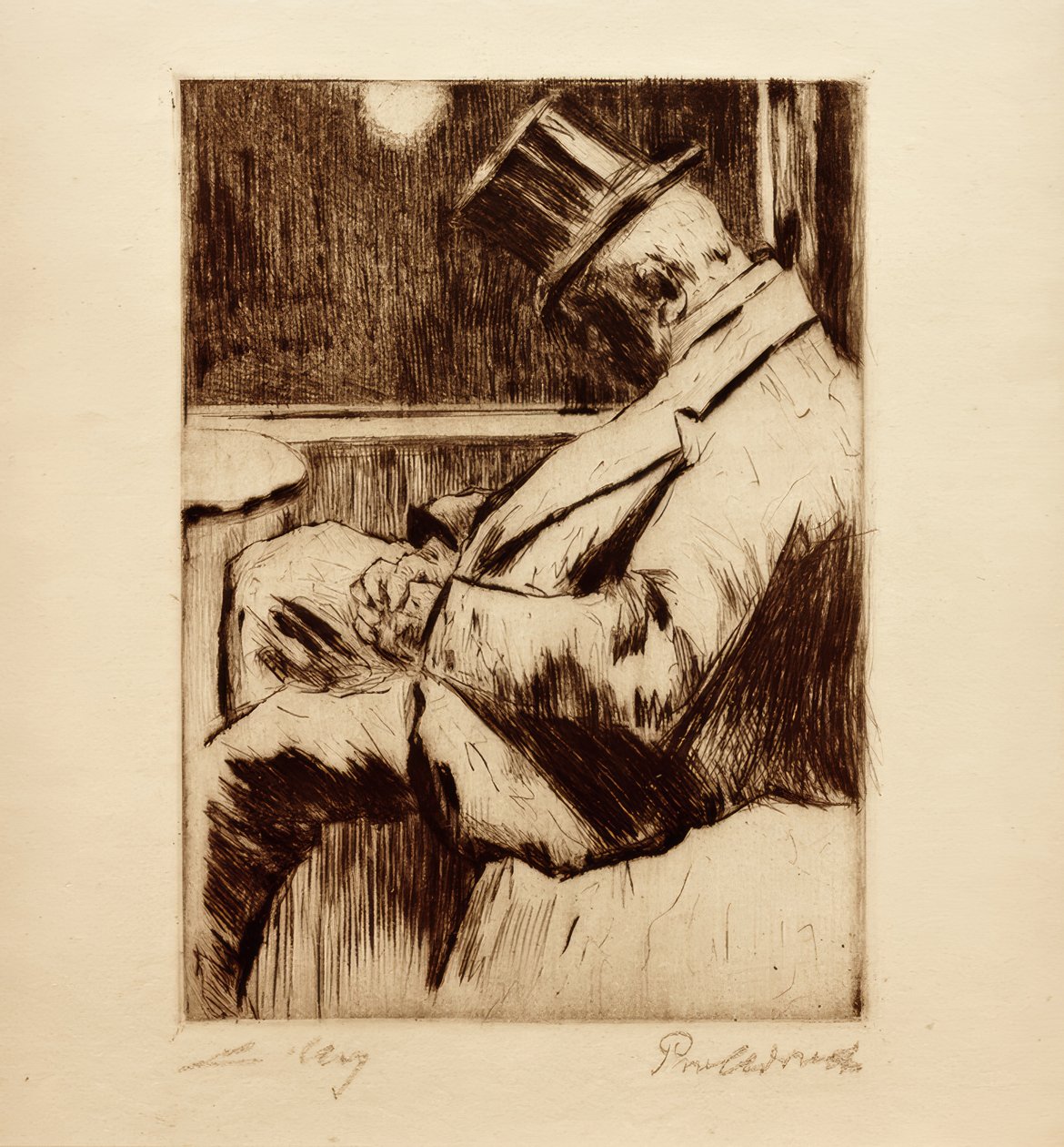Amanecer: Hombre dormido con sombrero de copa de Lesser Ury