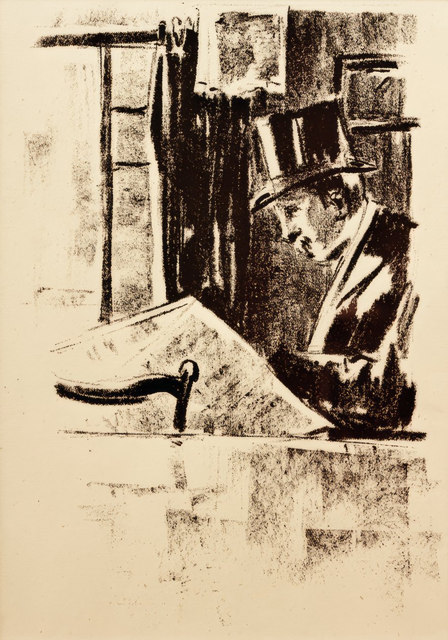Lector de periódicos con sombrero de copa de Lesser Ury