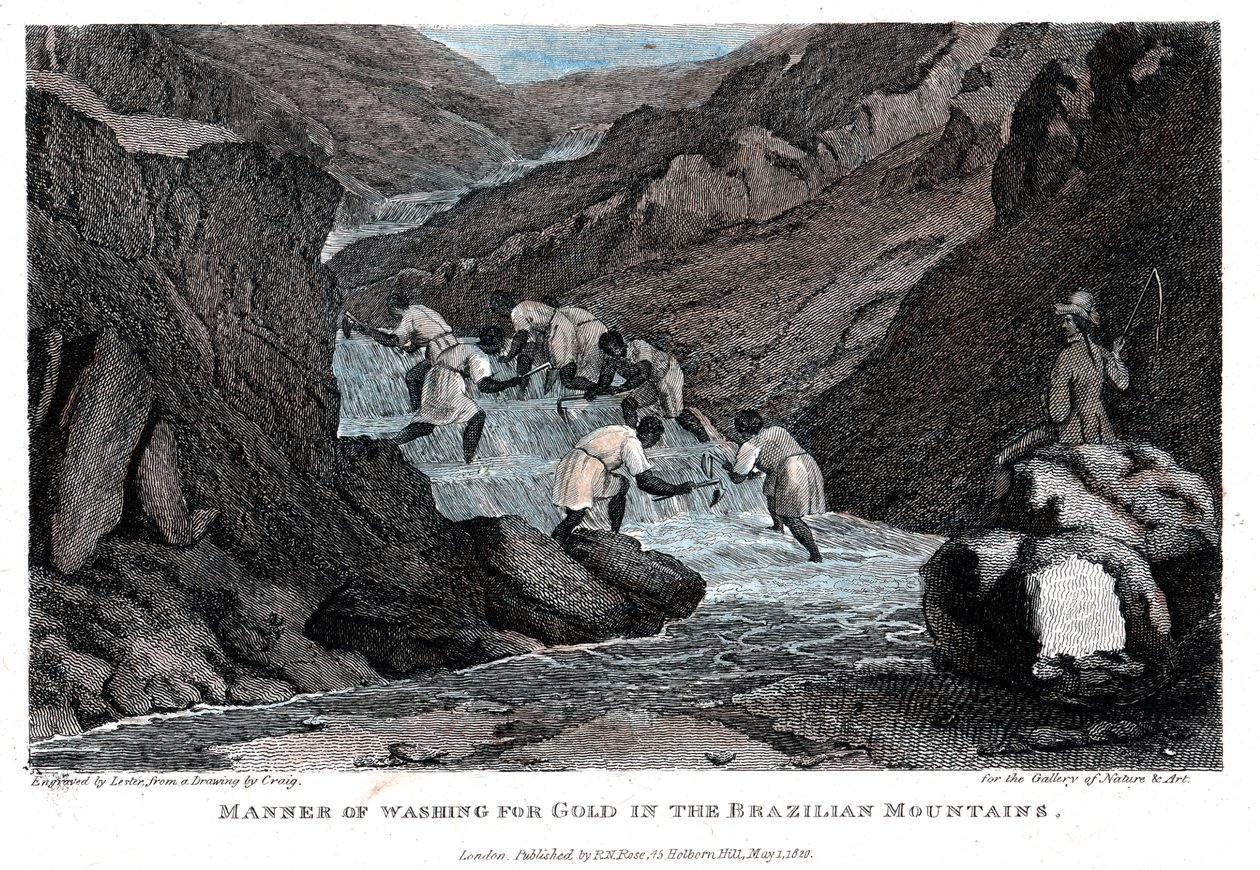Manera de lavar oro en las montañas brasileñas, 1814 de Lester