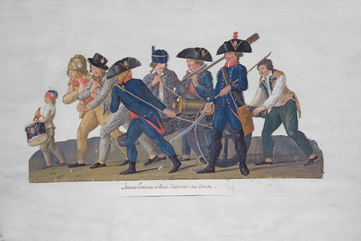 Jóvenes saliendo a Practicar con el Cañón, c.1789 de Lesueur Brothers