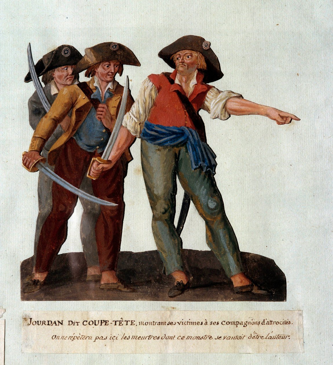 Representación de Mathieu Jouve Jourdan llamado Jourdan Coupe-Tete (1749-1794), un cruel revolucionario que se hizo famoso después de las masacres de la Glaciere en Aviñón en octubre de 1791 de Lesueur Brothers