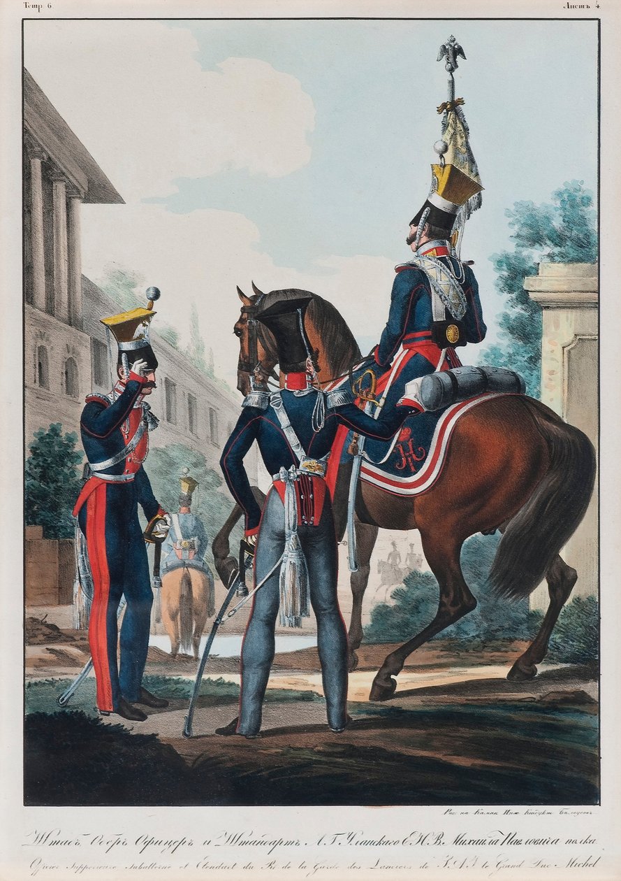 Jefes de Estado Mayor del Regimiento de Ulanos Gran Duque Miguel Pavlovich de Rusia, 1830s de Lev Alexandrovich Belousov