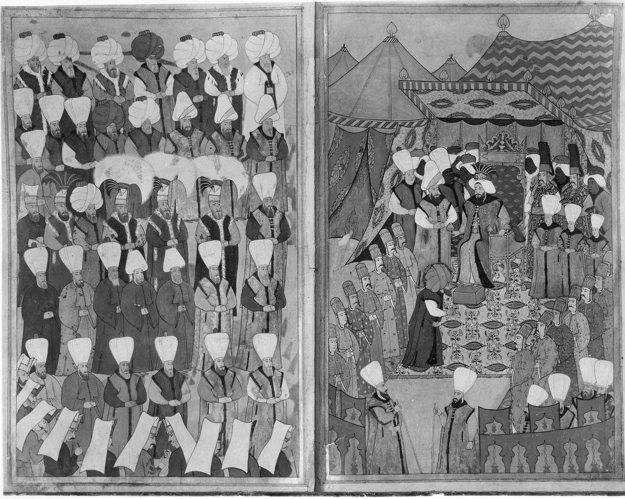 El sultán Ahmed III distribuyendo dinero frente al quiosco de Bagdad durante las ceremonias de circuncisión, del 