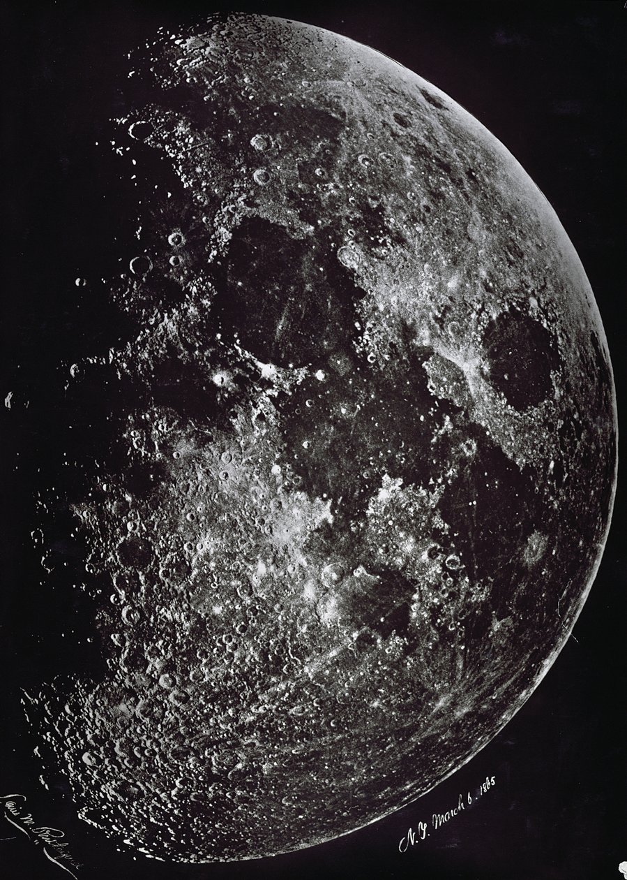 Fotografía de la luna en 1865 de Lewis M. Rutherford