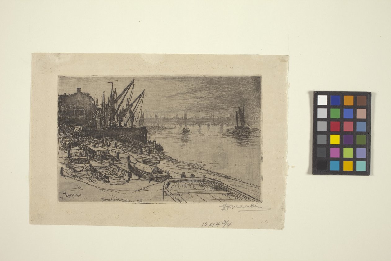 Río Támesis, en Londres (aguafuerte) de Lewis Henry Meakin