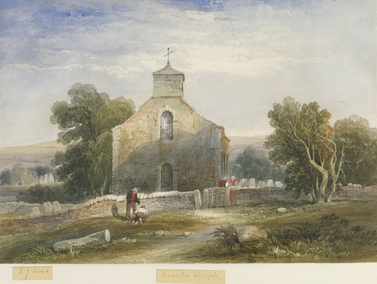 Iglesia de Onecote: pintura en acuarela, nd [c1830-1840] de Lewis John Wood