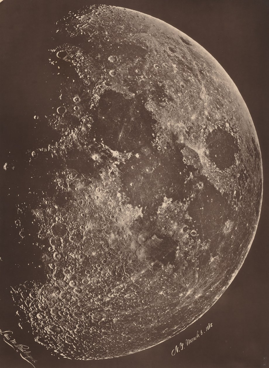 Fotografía de la luna en su primer cuarto,6 de marzo de Lewis Morris Rutherfurd
