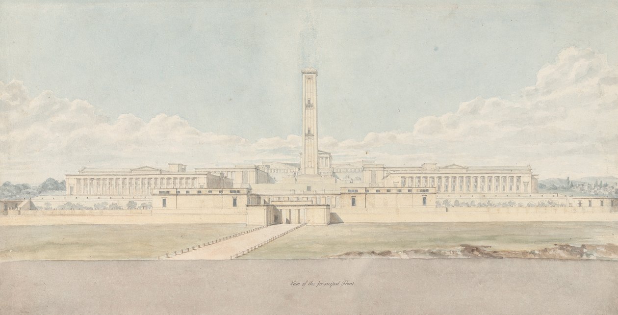 Vista en perspectiva de un fantástico complejo de la Acrópolis de Lewis Vulliamy