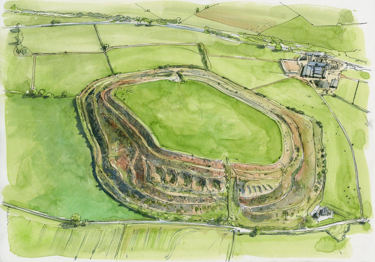 Old Oswestry (acuarela sobre papel) de Liam Wales