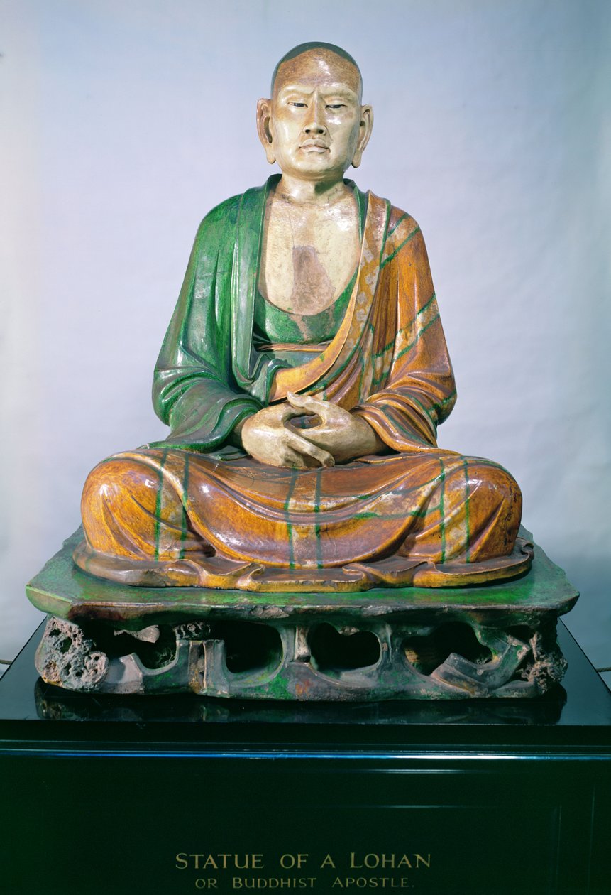 Luohan de gres, dinastía Liao (gres vidriado) de Liao Dynasty Chinese School