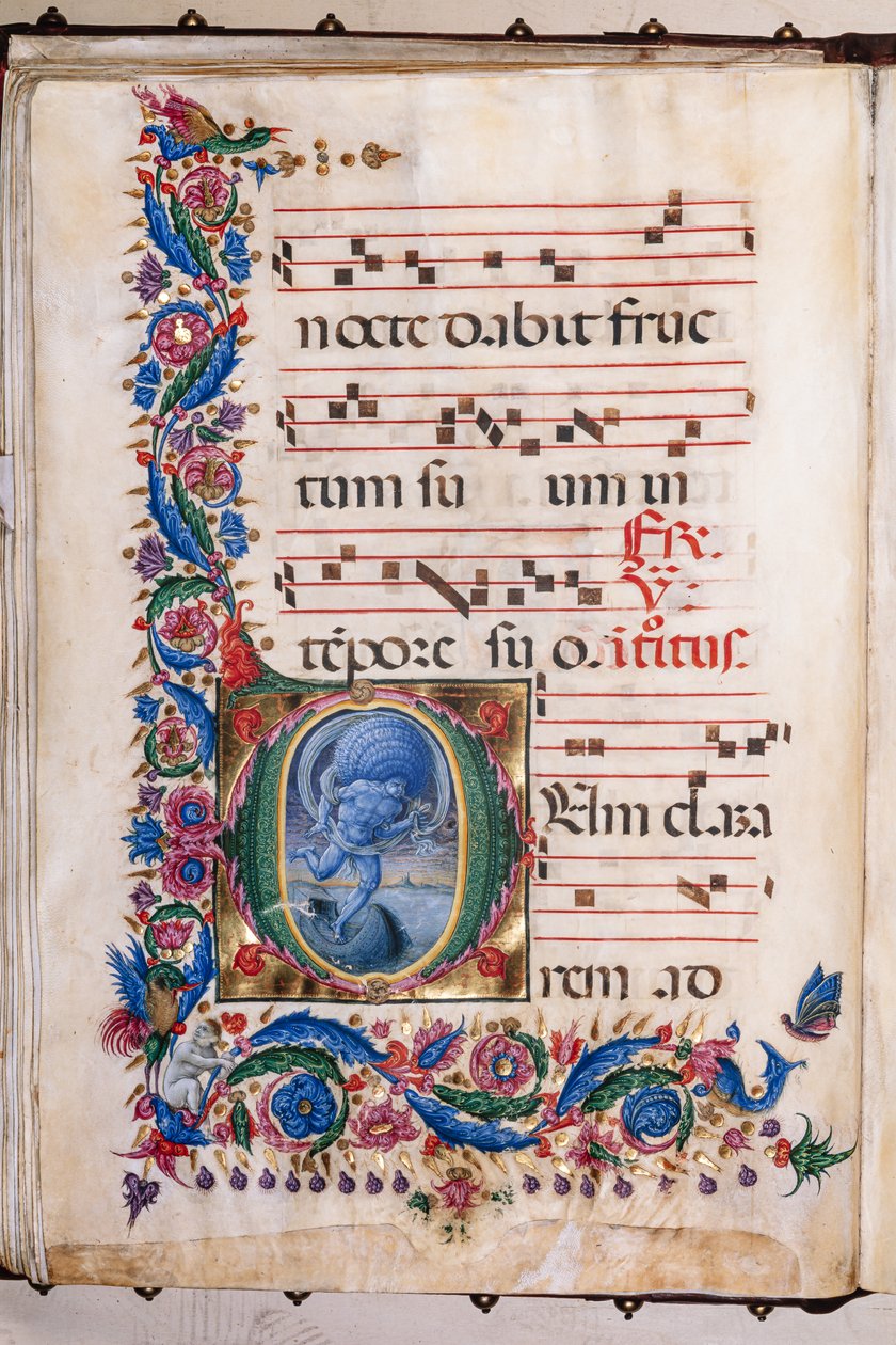 Biblioteca Piccolomini: libro de coro, cod. 20.5, ff. 36v con "Eolo", de Liberale da Verona (hacia 1445 - 1527/9). de Liberale da Verona