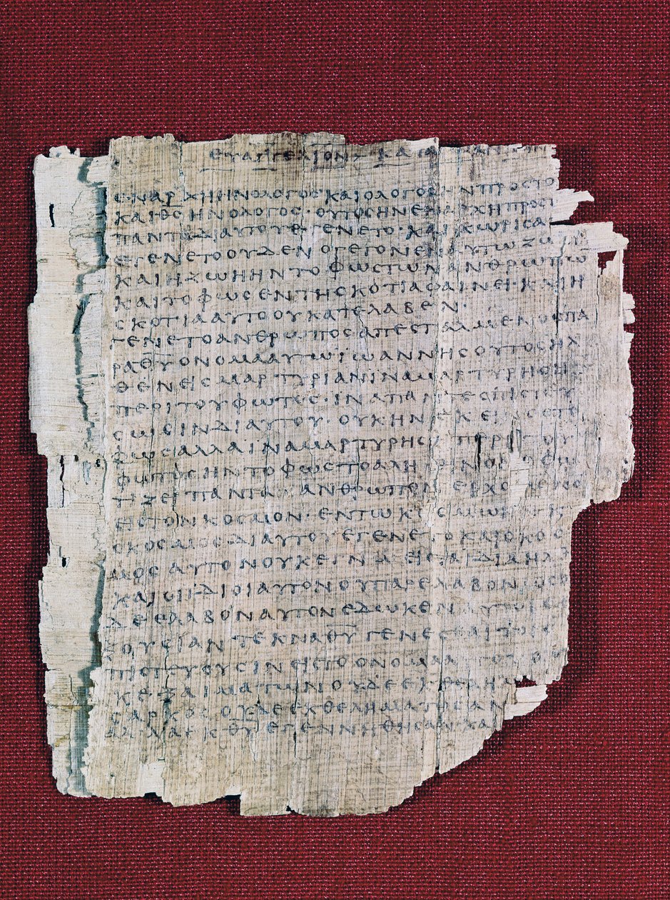 66 o Papiro Bodmer II, ca 200, códice casi completo del Evangelio de Juan en griego, Biblioteca Bodmer, Ginebra, Suiza de Unbekannt Unbekannt