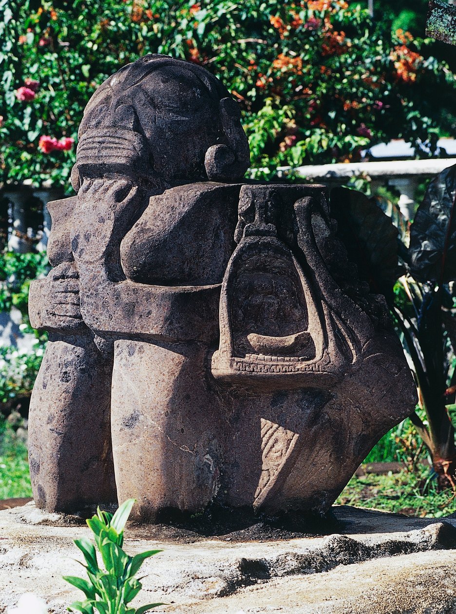 Escultura Tiki antropomórfica, Papeete, Tahití, Islas de la Sociedad, Archipiélago de las Islas de Sotavento, Polinesia Francesa de Unbekannt Unbekannt