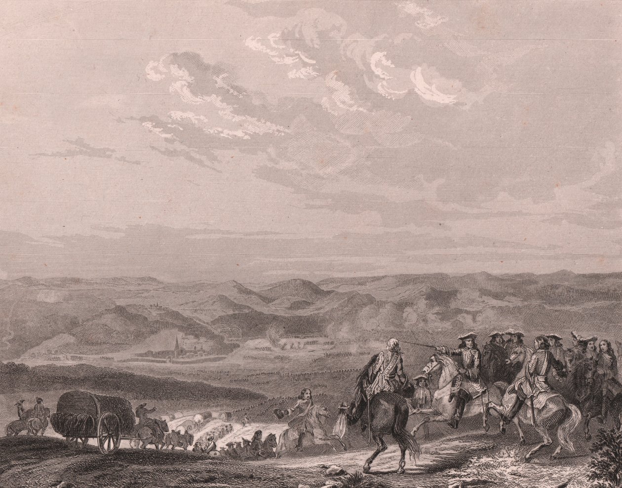 Batalla de Friburgo, Alemania, agosto de 1644, Guerra de los Treinta Años, grabado en acero sobre papel de china de Unbekannt Unbekannt