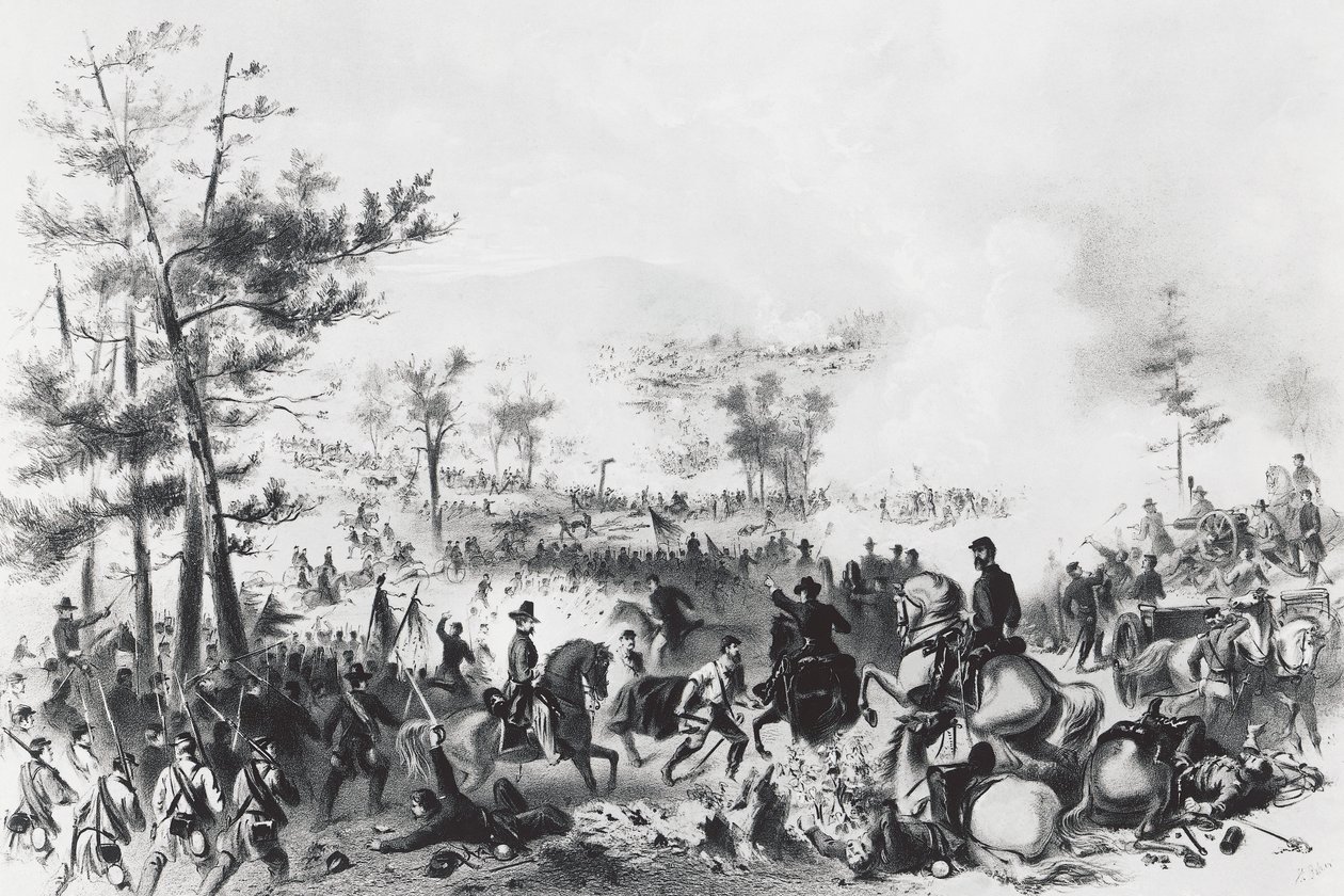 Batalla de Gettysburg, victoria de las fuerzas de la Unión lideradas por George Gordon Meade y derrota del General Robert Edward Lee, 1-3 de julio de Unbekannt Unbekannt