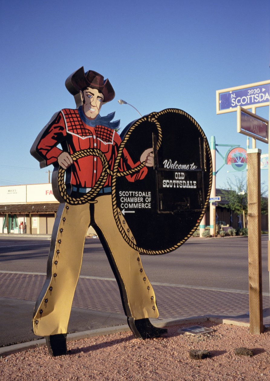 Figura de vaquero dando la bienvenida a los turistas en Scottsdale, Arizona de Unbekannt Unbekannt