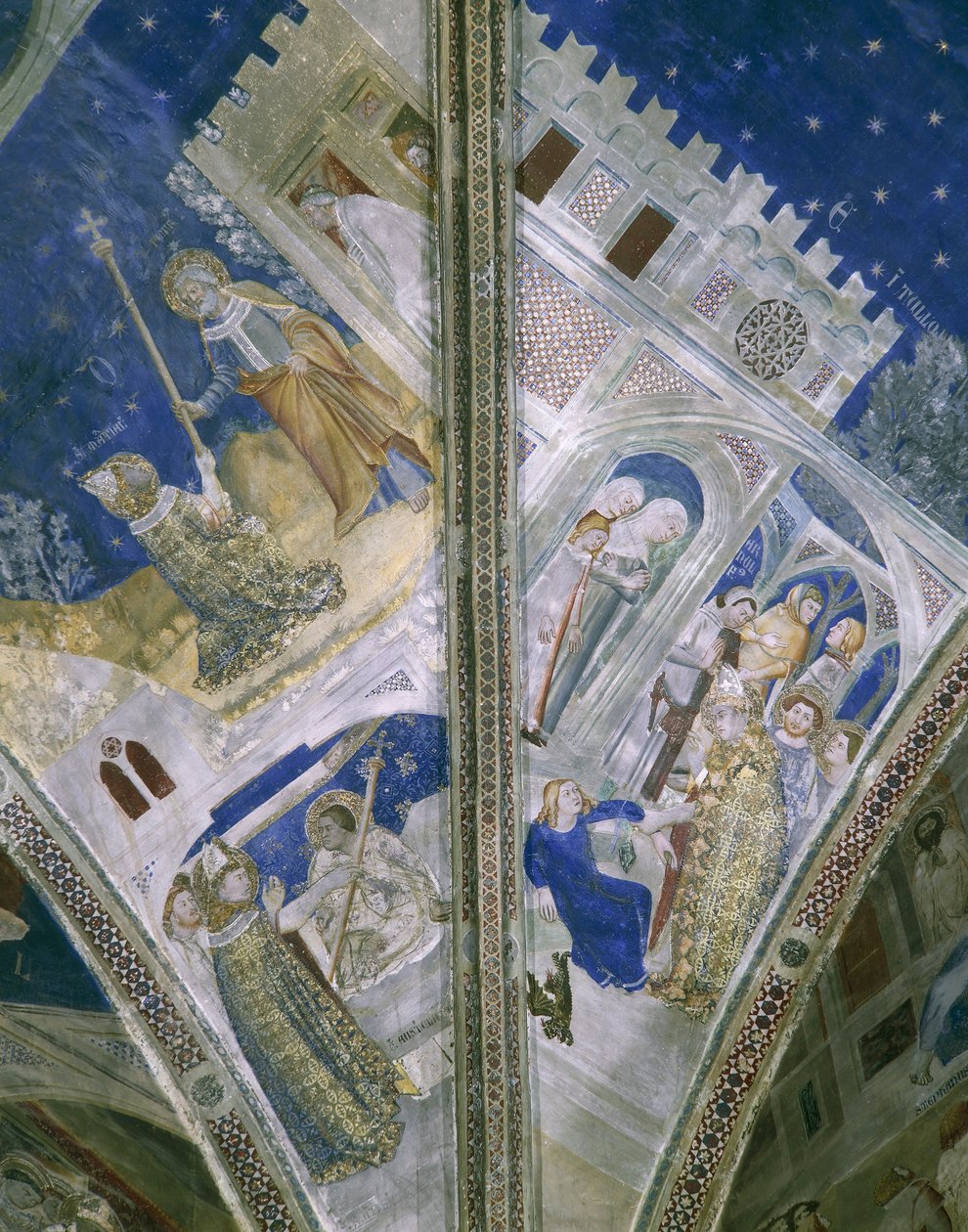 (detalle) de la bóveda en la capilla de San Marcial, Palacio Papal en Aviñón, con frescos de Unbekannt Unbekannt