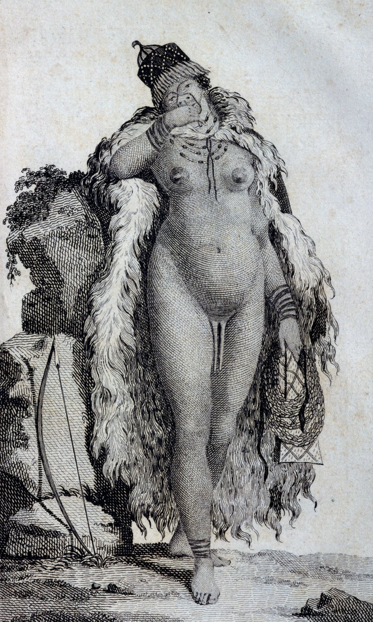 Mujer étnica Khoikhoi (Hotentotes), de Viajes de Le Vaillant al interior de África por el Cabo de Buena Esperanza, en los años 1783 de Unbekannt Unbekannt