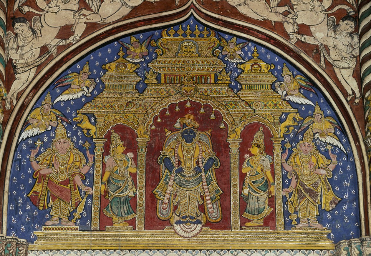 Fresco que representa a Visnu, palacio Maratha de Thanjavur, Tamil Nadu, India de Unbekannt Unbekannt