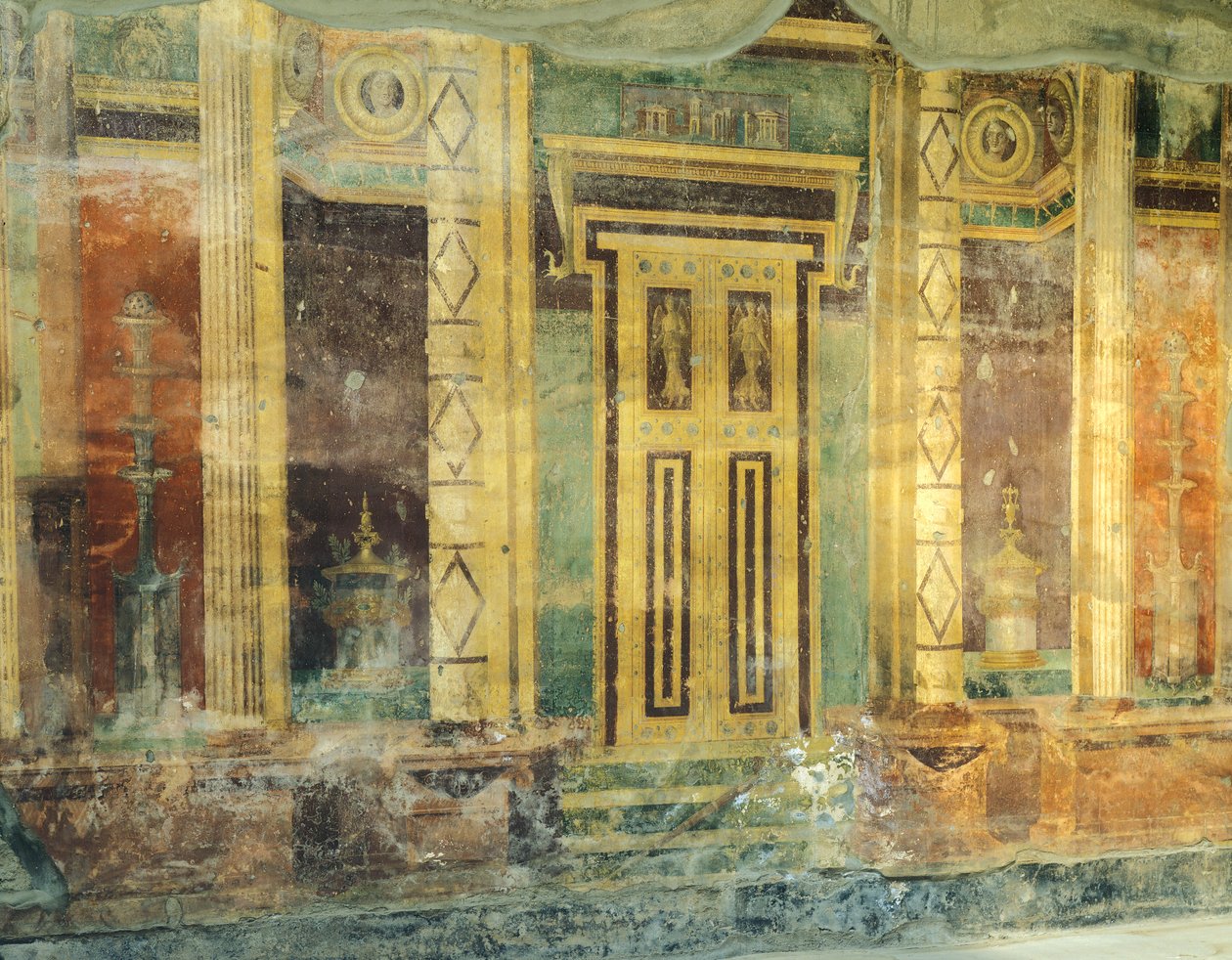 Italia, Campania, Oplonti, área arqueológica de Torre Annunziata, Villa Romana de Poppea, Gran Salón, Fresco con columnas en Segundo Estilo Pompeyano de Unbekannt Unbekannt