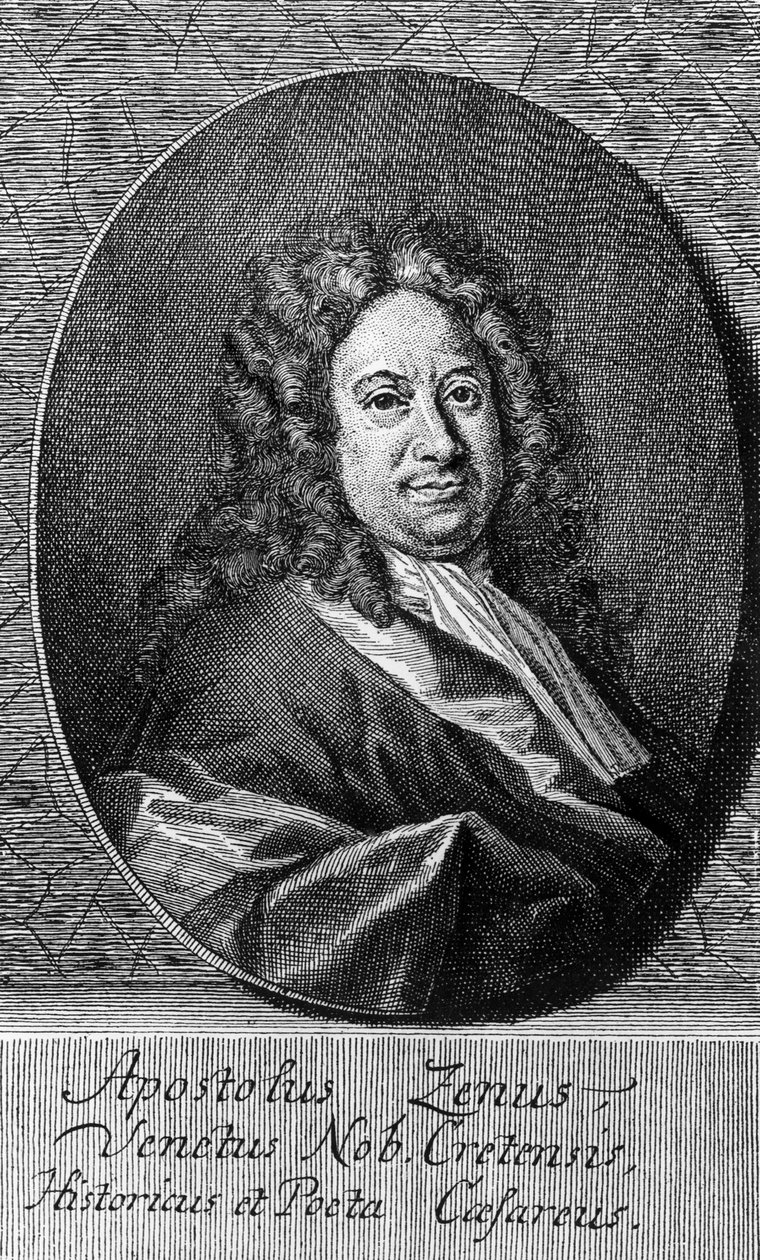 Retrato de Apostolo Zeno (circa 1668-1750), poeta, libretista, periodista y hombre de letras italiano, grabado de Unbekannt Unbekannt