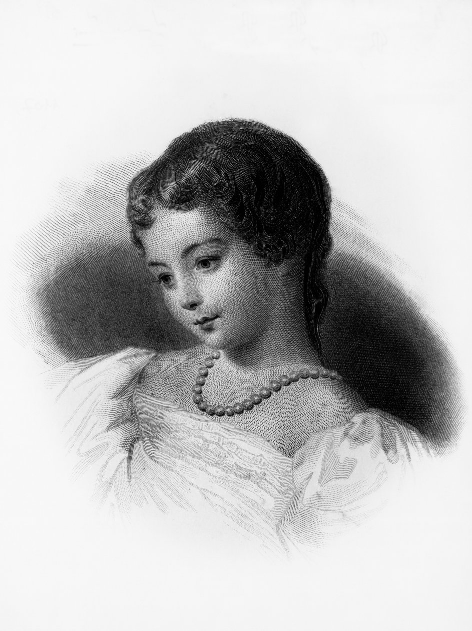 Retrato de Augusta Ada Byron, Condesa de Lovelace, matemática y escritora inglesa, considerada la primera programadora de computadoras, grabado de Unbekannt Unbekannt