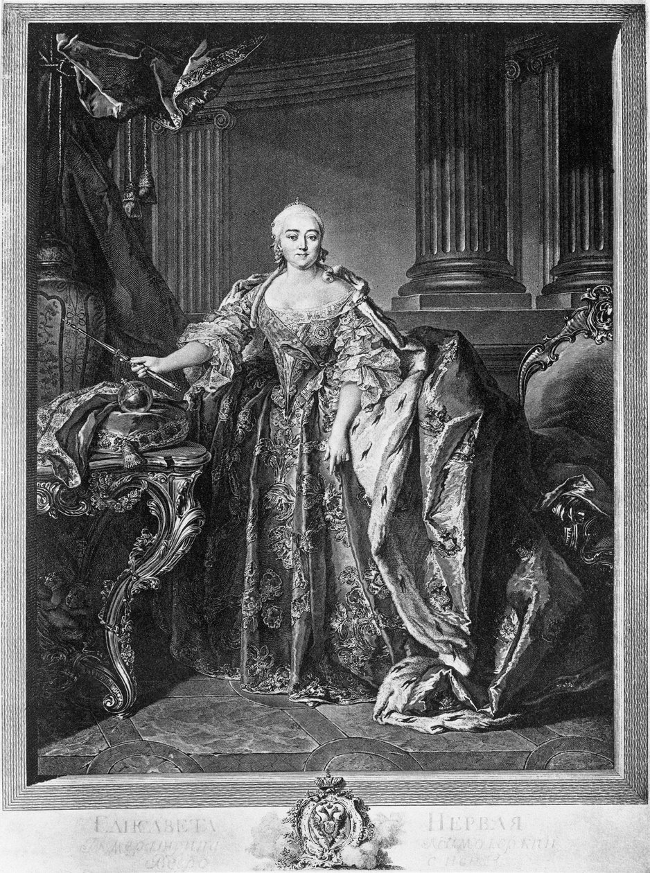 Retrato de Isabel Petrovna, Emperatriz de Rusia, grabado de Unbekannt Unbekannt