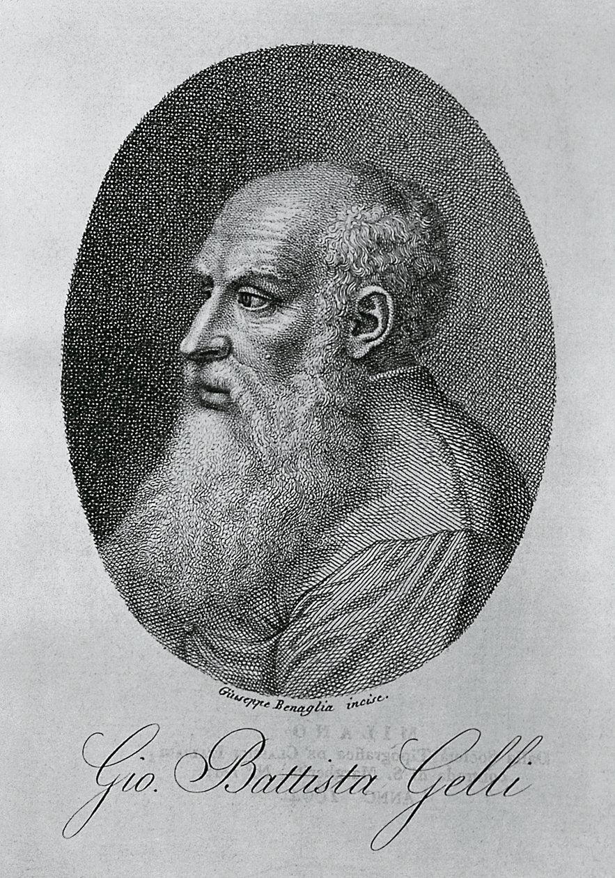 Retrato de Giovan Battista Gelli (1498-1563), filósofo, escritor y erudito italiano, grabado por Giuseppe Benaglia (ca 1796-ca 1830) de Unbekannt Unbekannt