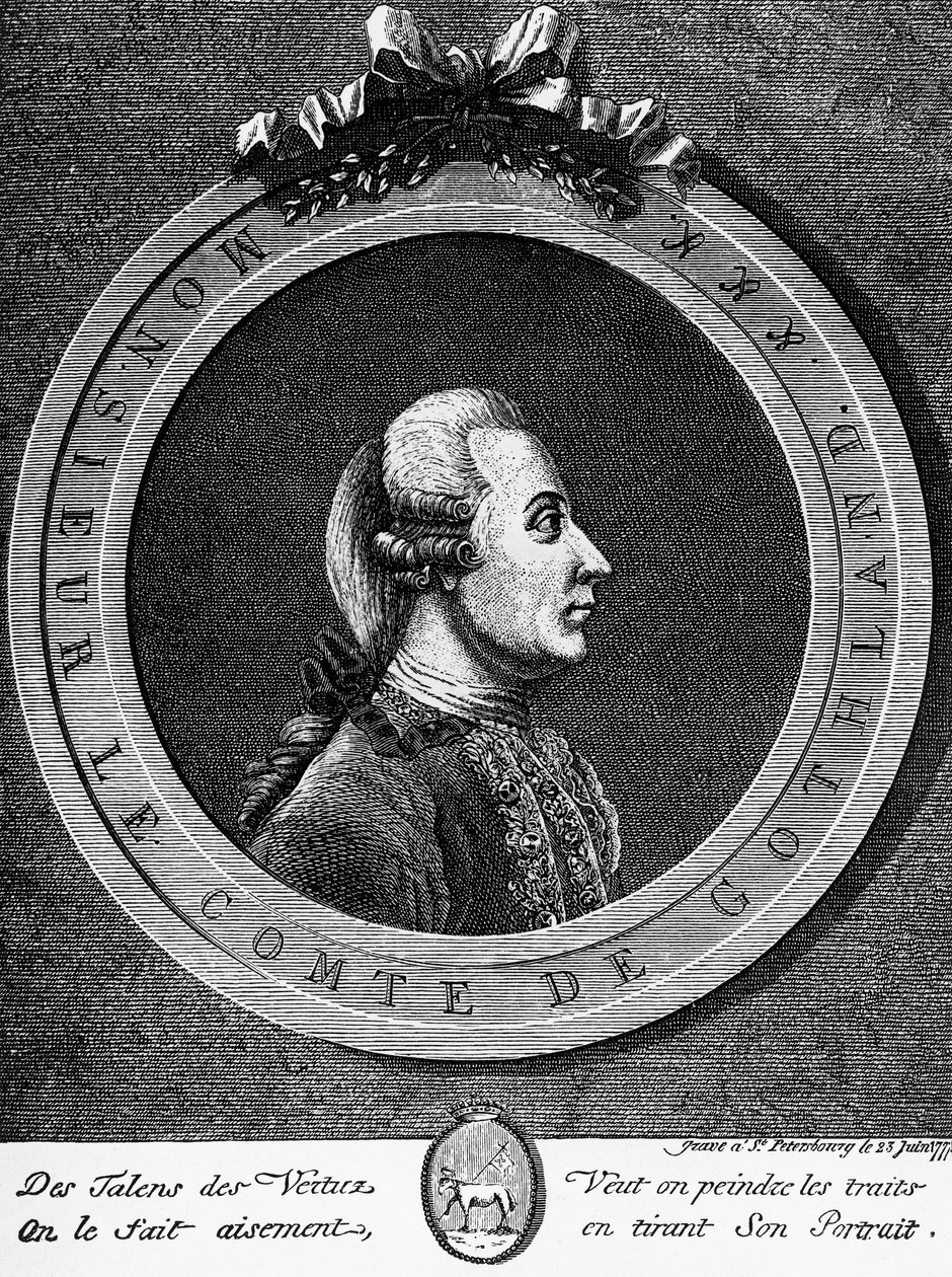 Retrato de Gustavo III (1746-1792), Rey de Suecia desde 1771, grabado de Unbekannt Unbekannt