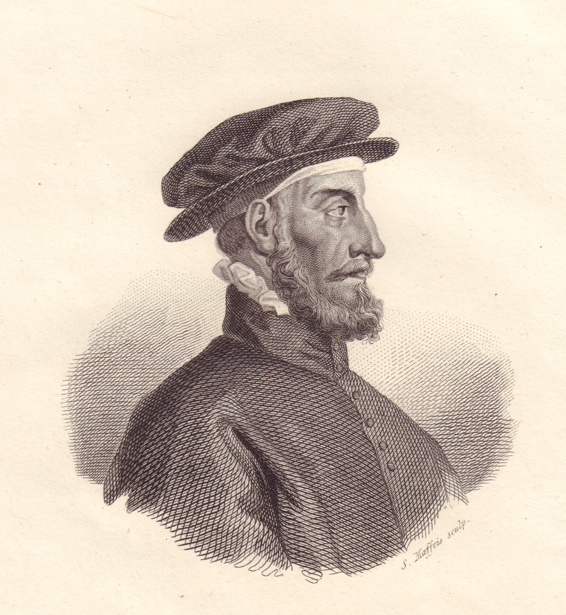 Retrato del editor e impresor italiano Paolo Manuzio (1512-1574), grabado en cobre por S Maffeis de Unbekannt Unbekannt