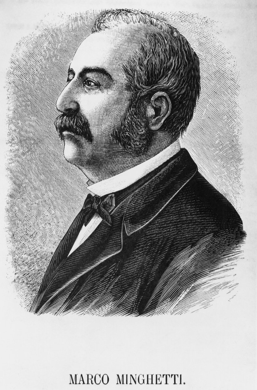 Retrato de Marco Minghetti (1818-1886), economista y estadista italiano, Primer Ministro del Reino de Italia de 1863 a 1864, y de 1873 a 1876, grabado de Unbekannt Unbekannt