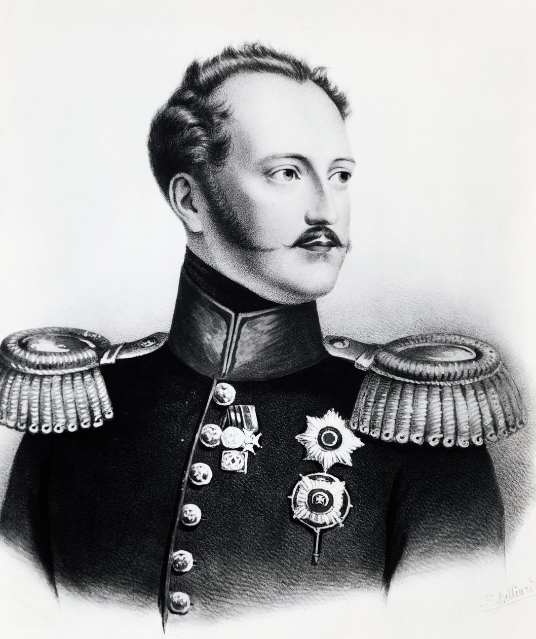 Retrato de Nicolás I Romanov (1796-1855), Zar de Rusia de 1825 a 1855, grabado de Unbekannt Unbekannt