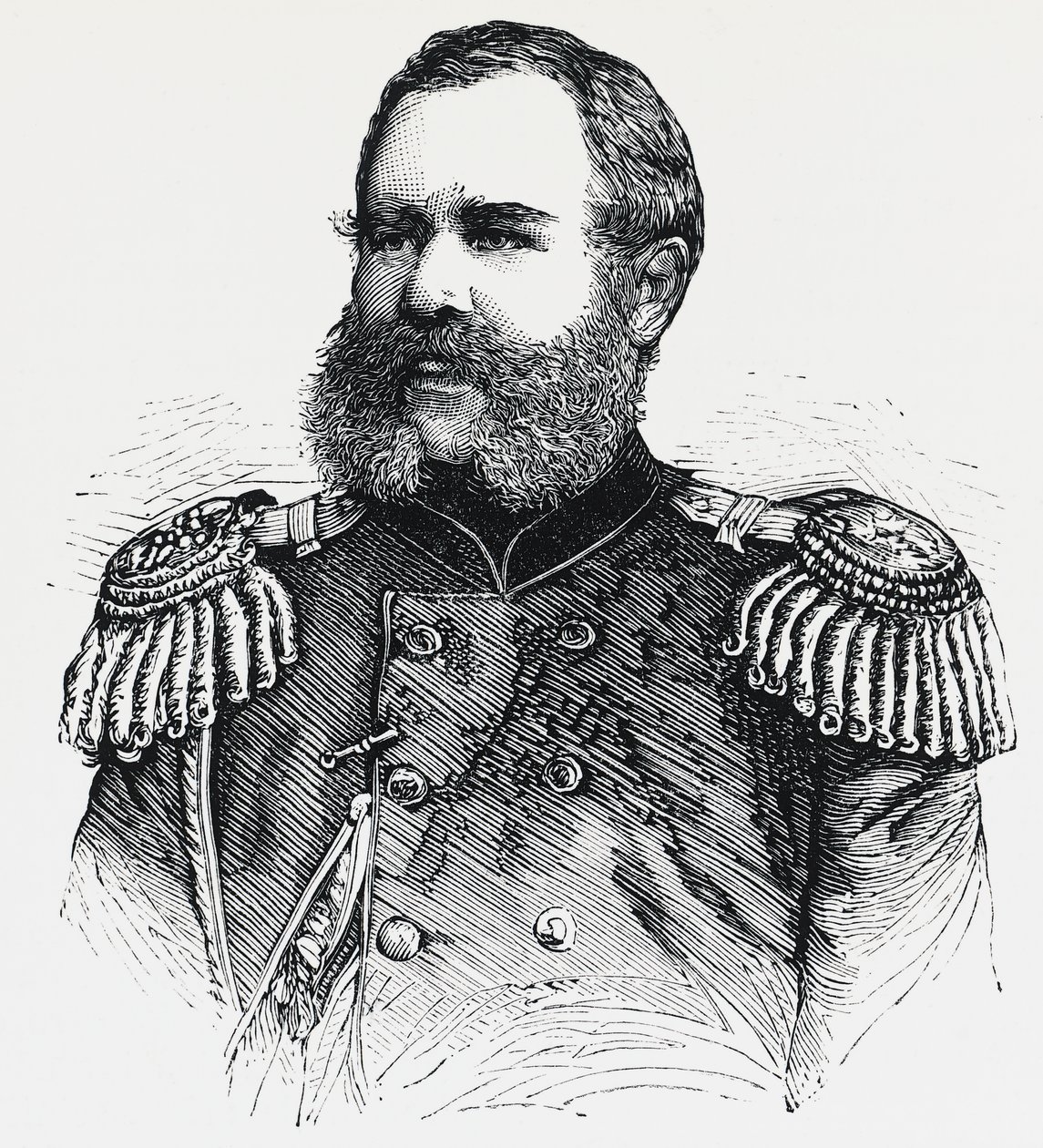 Retrato de Nikolai Obruchev (1830-1904), general ruso, grabado de Unbekannt Unbekannt