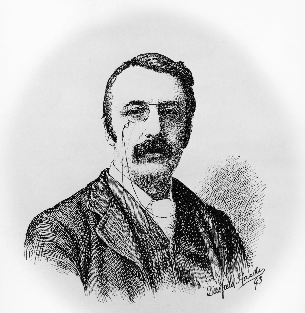 Retrato de Sir Charles Villiers Stanford (1852-1924), compositor y director irlandés, grabado de Unbekannt Unbekannt