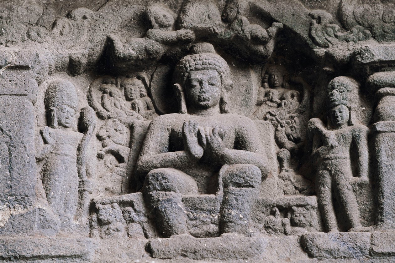 Relieve que representa a Buda, cuevas de Karla, Maharashtra, India, siglo II de Unbekannt Unbekannt