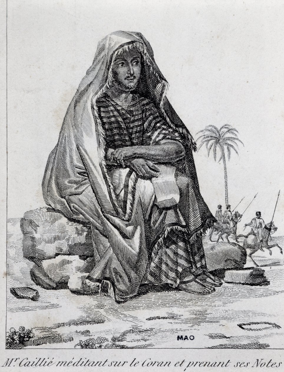 Rene Caillie (1799-1838), explorador vestido con ropa árabe, meditando sobre el Corán de Unbekannt Unbekannt