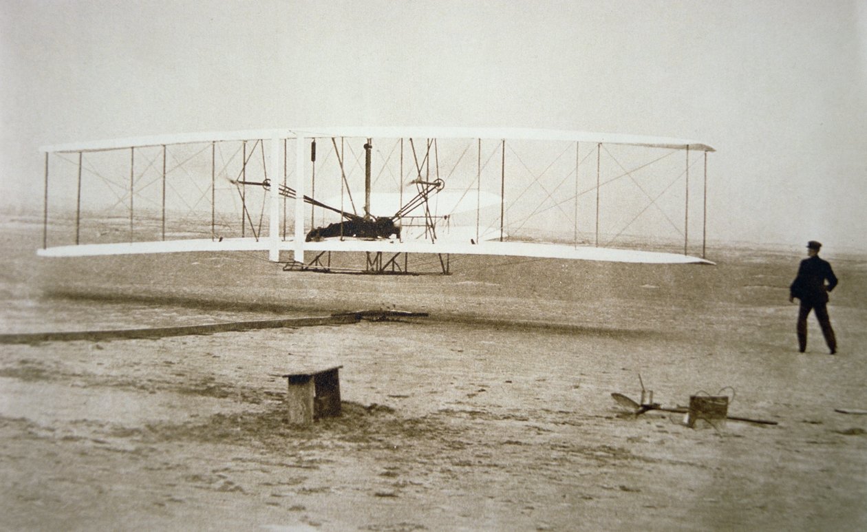 Los hermanos Wright realizando su primer vuelo motorizado de Unbekannt Unbekannt
