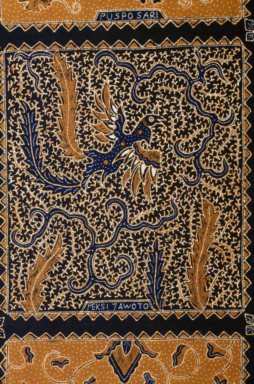 Diseño tradicional de batik llamado peksi yawoto, Surakarta, Java, Indonesia (detalle) de Unbekannt Unbekannt