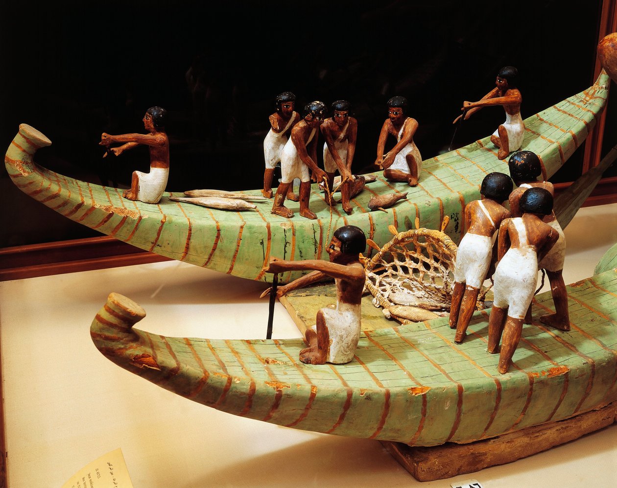 Modelo de madera de barcos de pesca y red (detalle) de Unbekannt Unbekannt