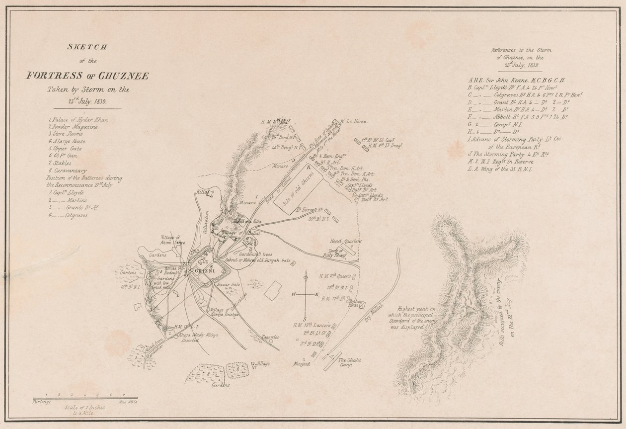 Boceto de la fortaleza de Ghuznee. Tomada por asalto el 23 de julio de 1839 de Lieutenant Thomas Wingate