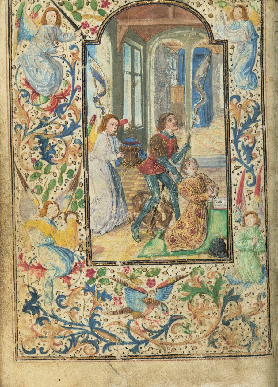 Carlos el Temerario presentado por San Jorge de Lieven van Lathem