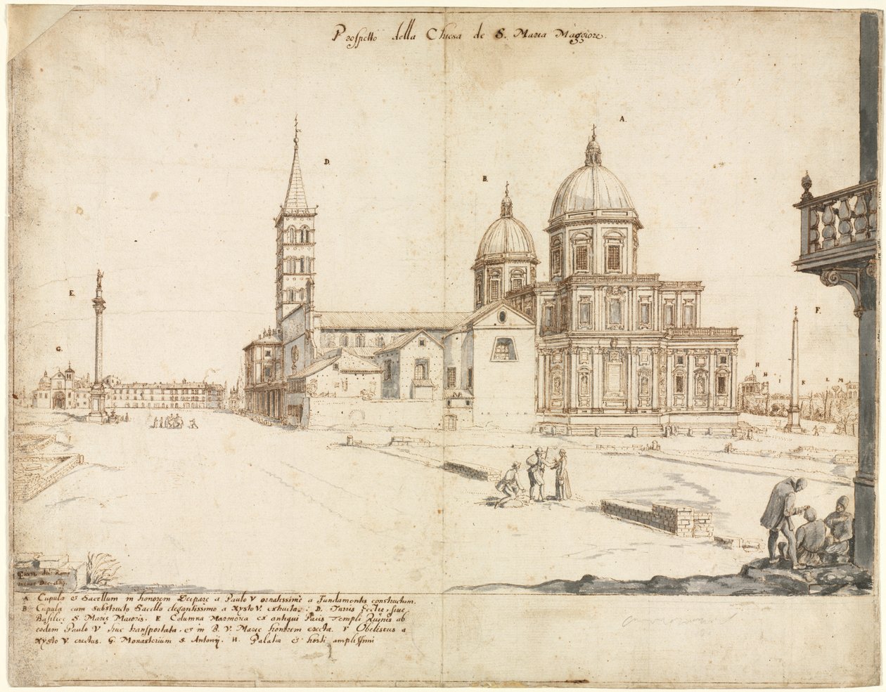 Dieciocho Vistas de Roma: La Basílica de Santa María la Mayor, 1664 de Lievin Cruyl