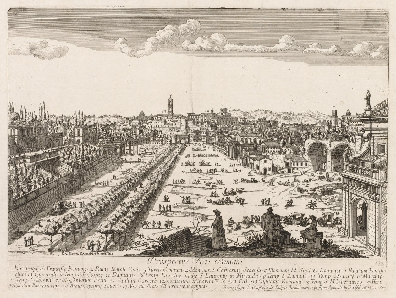 Foro Romano from "Prospectus Locurum Urbis Romae Insign[ium]" de Lievin Cruyl