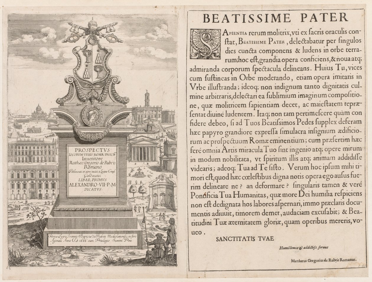 Frontispiece from "Prospectus Locurum Urbis Romae Insign[ium]" de Lievin Cruyl