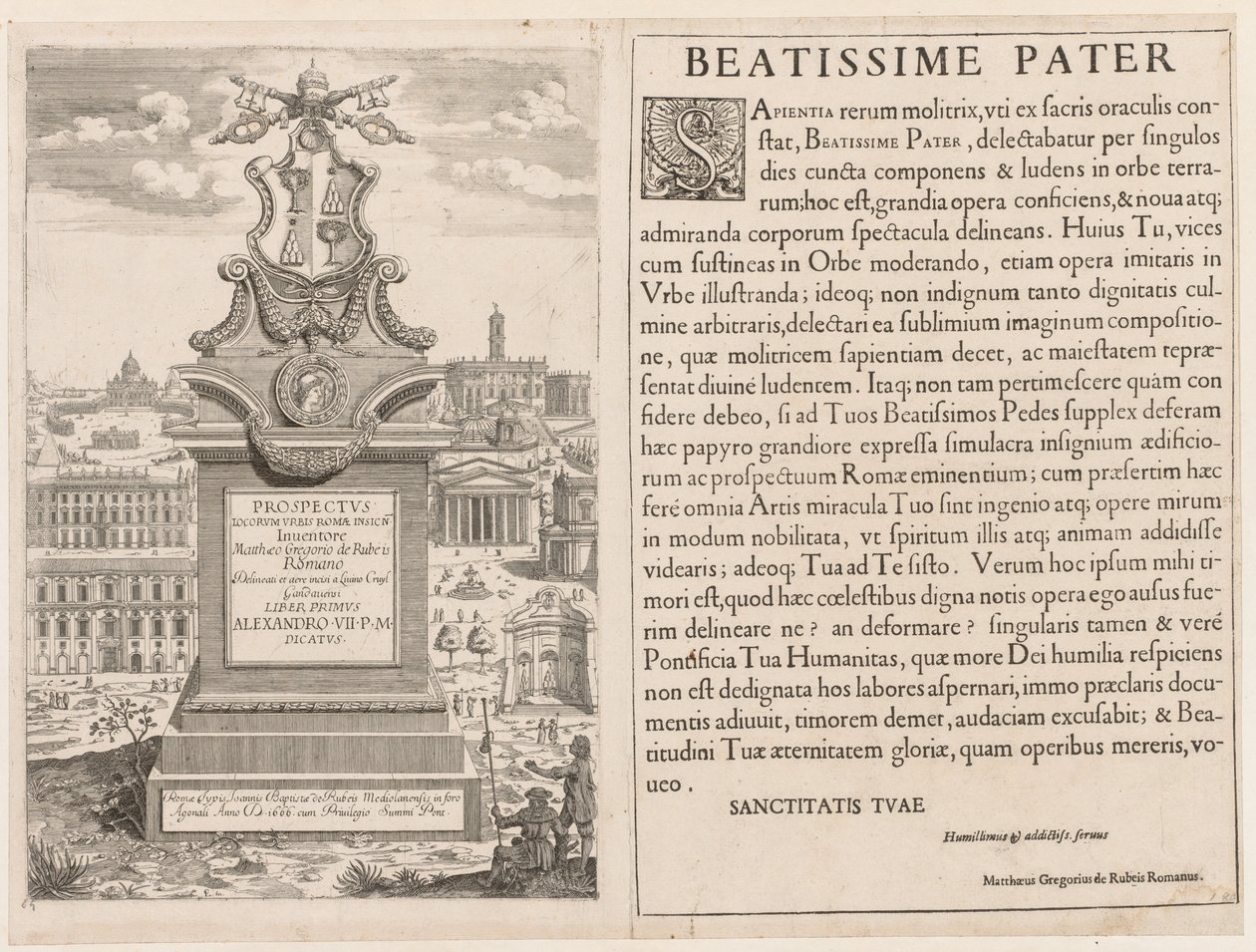 Frontispicio del Prospectus Locurum Urbis Romae Insign[ium], 1666 de Lievin Cruyl