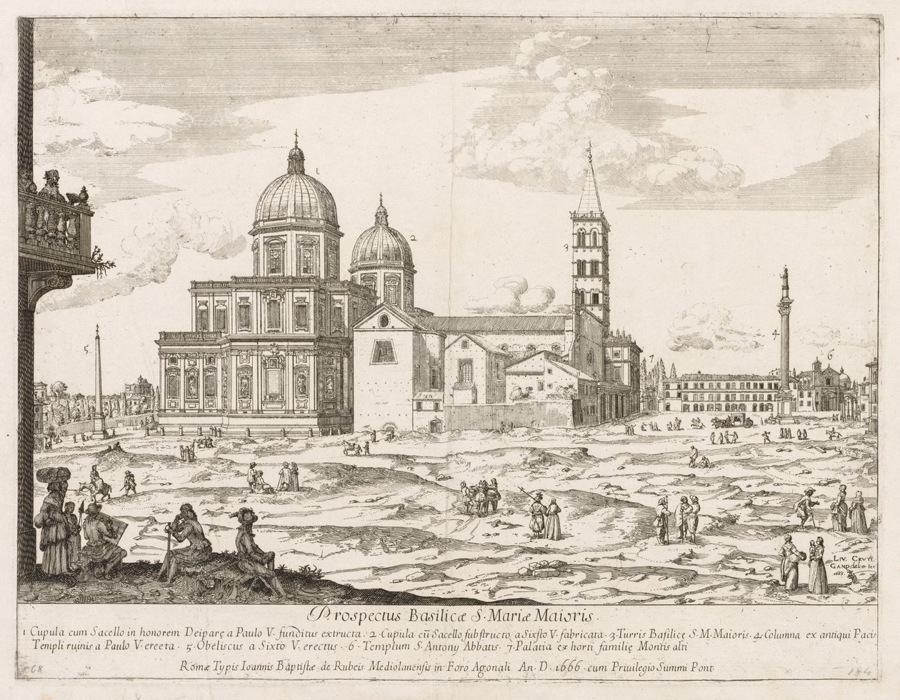 Santa Maria Maggiore de Prospectus Locurum Urbis Romae Insign[ium], 1666 de Lievin Cruyl