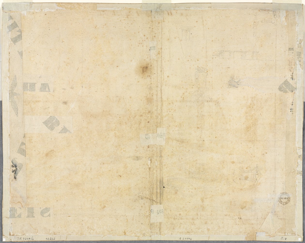 Bocetos de ventanas y pilastras del piso ático del Collegio di Propaganda Fide verso, siglo XVI de Lievin Cruyl