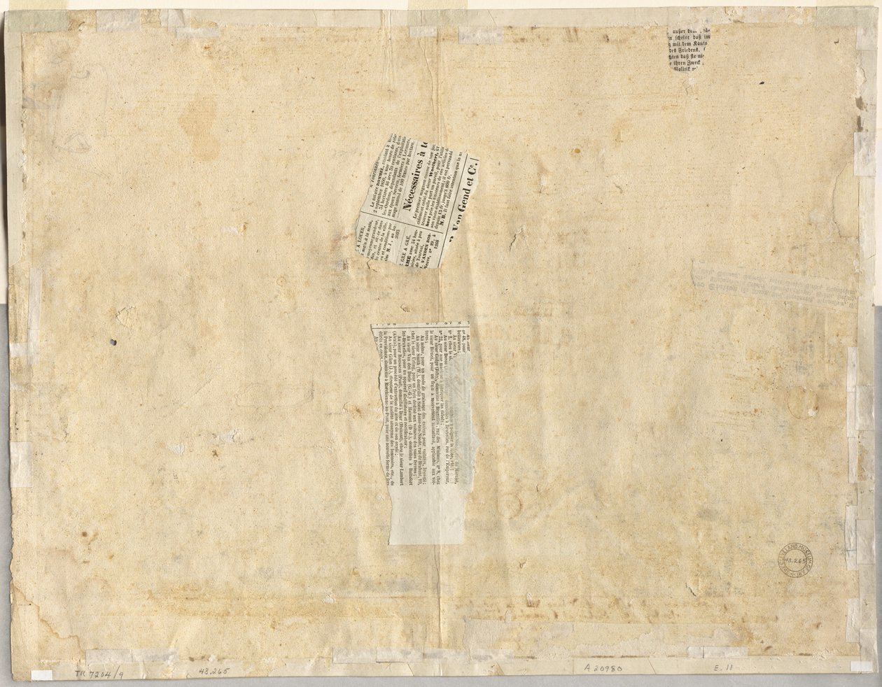 Trazado de una fuente del recto y bocetos de dos caras (verso) de Lievin Cruyl